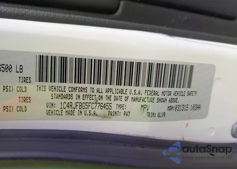 2015 Jeep Grand Cherokee Limited z USA, uszkodzony, nr VIN 1C4RJFBG5FC776455